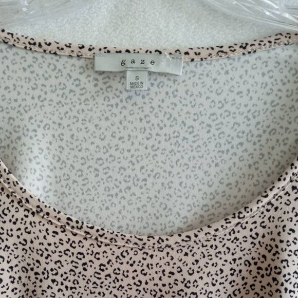 Gaze Bodysuit Women Small Tan Black Animal Print Long Sleeve - Picture 3 of 11